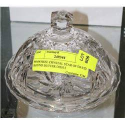 PINWHEEL CRYSTAL STAR OF DAVID ROUND BUTTER DISH 2
