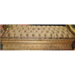 LARGE GOLD TONE STORAGE OTTOMAN