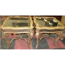 PAIR OF SHOWHOME MIRROR TOP END TABLES