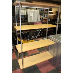 4 SHELF WOOD & METAL SHELVING UNIT 37"X17"X69"H
