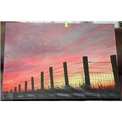ILLUMINATED CANVAS ART OF PRARIE SUNSET (28"X20"