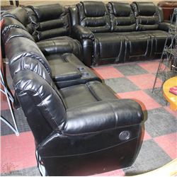 NEW BLACK LEATHERETTE DELUXE RECLINING SECTIONAL