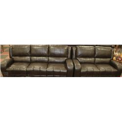 NEW BROWN LEATHERETTE RECLINING SOFA AND LOVE SEAT