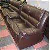 Image 1 : NEW MARTIN BROWN LEATHERETTE RECLINING SOFA AND