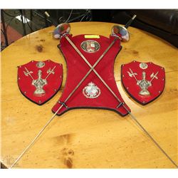 TOLEDO SPAIN FENCING WALL DISPLAY WITH 2 SWORDS &