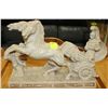 Image 1 : VINTAGE ROMAN CHARIOT & HORSES STATUE FAUX MARBLE