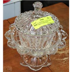 CRYSTAL PEDESTAL CANDY DISH AND LIDDED CANDY BOWL