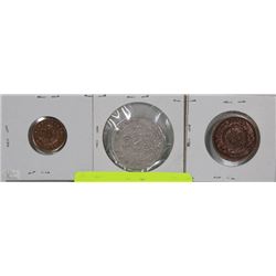 LOT OF 3 COINS INCL NEW BRUNSWICK LARGE ONE CENT