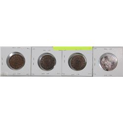 LOT OF 4 LARGE PENNIES CANADIAN INCL 1859,1876,