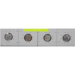 LOT OF 4 CANADIAN SILVER 5 CENT & 10 CENT COINS