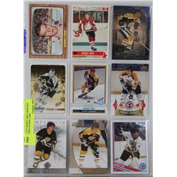 LOT OF 9 BOBBY ORR CARDS INCL REPRINT ROOKIE CARD