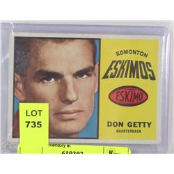 1964 OPPS DON GETTY EDMONTON ESKIMOS CARD