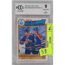 1982 OPEECHEE GRETZKY/MESSIER CARD GRADE 9
