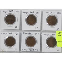 6 CANADIAN LARGE CENTS 1912-1918