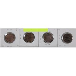 LOT OF 4 LARGE PENNIES CANADIAN INCL 1886,1902,