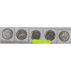 LOT OF 5 CANADIAN ONE DOLLAR COINS INCL 1972 (3),