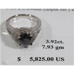 14KT WHITE GOLD BLACK & WHITE DIAMOND RING SIZE 7