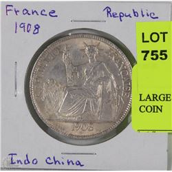 LARGE FRENCH INDO CHINA 1908 COIN