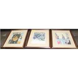SET OF 3 NORMAN ROCKWELL PRINTS FRAMED