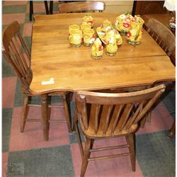 MAPLE DROP LEAF TABLE AND 4 BIRCH CHAIRS  1940'S