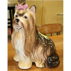 VINTAGE 13" GLAZED CERAMIC LHASA APSO DOG FIGURINE