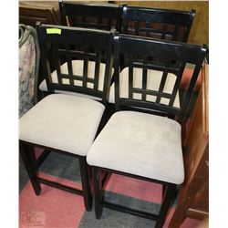 SET OF 4 WOODEN CHAIRS W/ PADDED SEATING