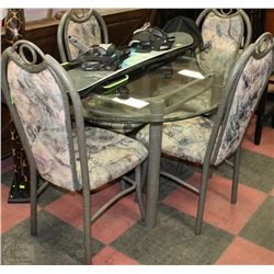 GLASS TOP KITCHEN TABLE AND 4 CHAIRS