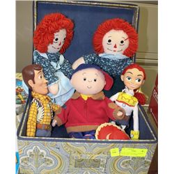 SET OF 5 VINTAGE DOLLS RAGGY ANN & ANDY, TOY STORY