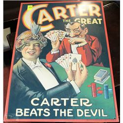 TIN CARTER BEATS THE DEVIL POKER SIGN (16")