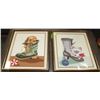 Image 1 : LOT OF 2 "FABRIC" FRAMED DOG AND CAT PICTURES