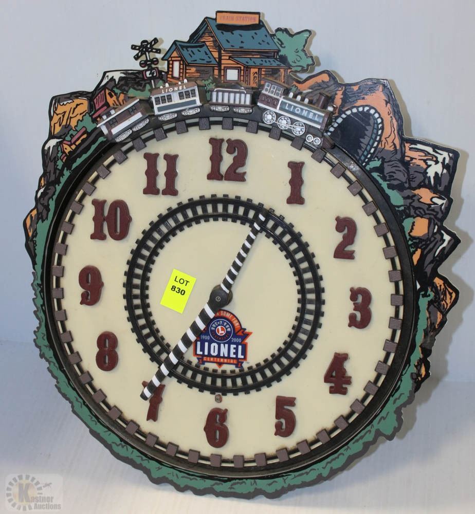 LIONEL 100TH ANNIVERSARY ANIMATED TRAIN WALL CLOCK