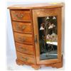 Image 1 : LARGE WOOD JEWELLERY CABINET W/ GLASS PANEL (14"H)