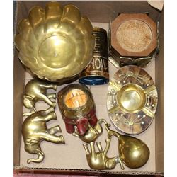 BOX OF BRASS COLLECTIBLES