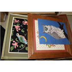 A SET OF 3 HAND STITCHED WALL DISPLAYS