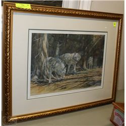 FRAMED PRINT BY JULIA  ROGERS OF WOLVES
