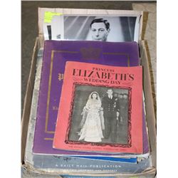 FLAT OF VINTAGE BOOKS AND PHOTOS INCL ROYAL VISIT