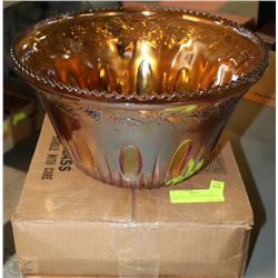 CARNIVAL GLASS PUNCH BOWL SET WITH 12 CUPS