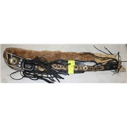 VINTAGE LEATHER AND FUR HANDMADE COWBOY BELT