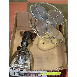 VINTAGE ELECTRIC IRON (NO CORD) AND TABLE FAN
