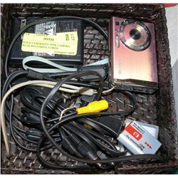 SONY CYBERSHOT PINK CAMERA WITH BATTERIES, CORDS