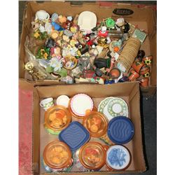 2 FLATS OF DOLLHOUSE MINIATURES & COLLECTBLES