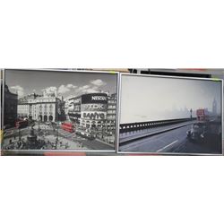 FRAMED BLACK & WHITE LONDON PRINT WITH RED ACCENT