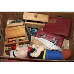 ESTATE FLAT INCL WOODEN BUTTER CHURNS AND POPEYE