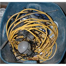 TOTE W/ CONSTRUCTION LIGHTS, CAULKING GUNS & MORE