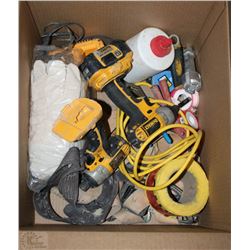BOX W/ DEWALT IMPACT DIVERS, BATTERY & CHARGER, &
