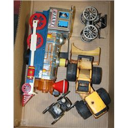 FLAT WITH VINTAGE TOY TRAIN AND TRUCK