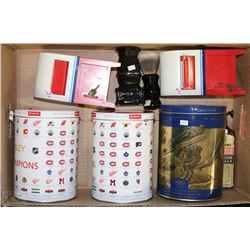 FLAT WITH COLLECTORS TINS AND PIGGY BANKS