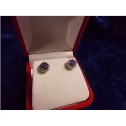EARRINGS - NEW BLUE SAPPHIRE & DIAMOND IN STERLING SILVER FILIGREE SETTING - APPROX. RETAIL $325