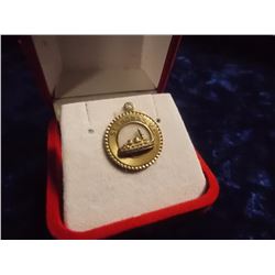 STERLING SILVER PENDANT WITH GOLD OVERLAY- "ST.THOMAS V.I"