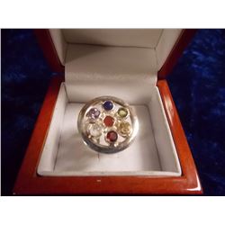 MULTI GEM STONE RING- IN 925 SILVER